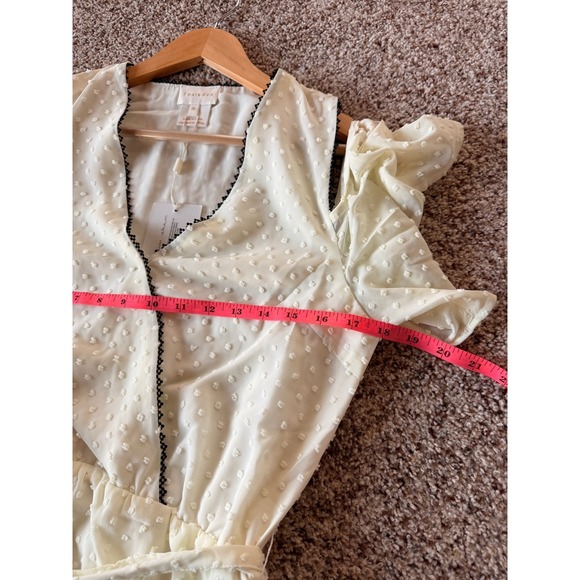 Anthropologie Foxiedox Ivory Swiss Dot Cold Shoulder Lace Trim Wrap Dress M - Picture 5 of 7